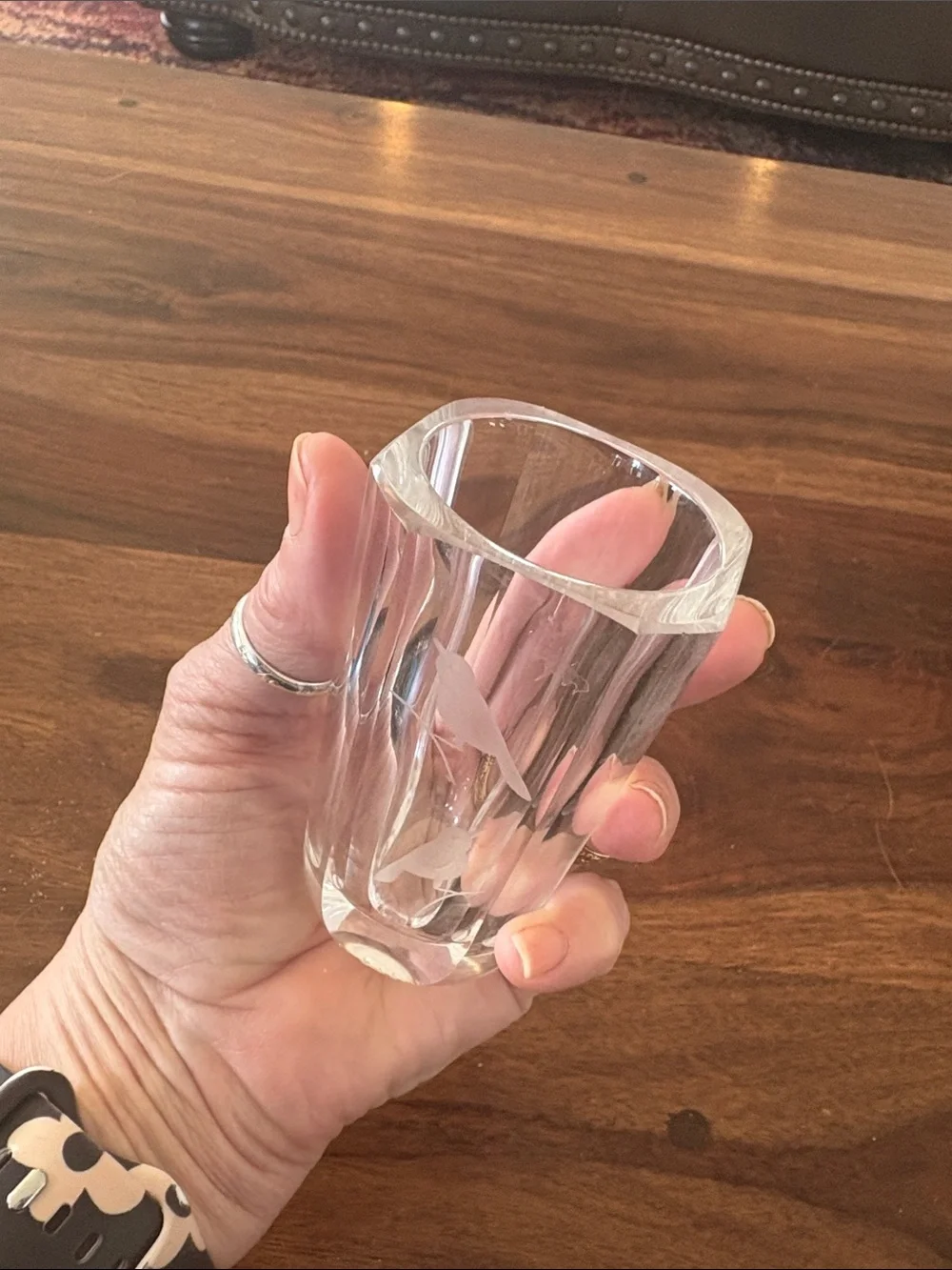 Vintage MCM Orrefors Etched Crystal Vase designed by Sven‎ Palmqvist
